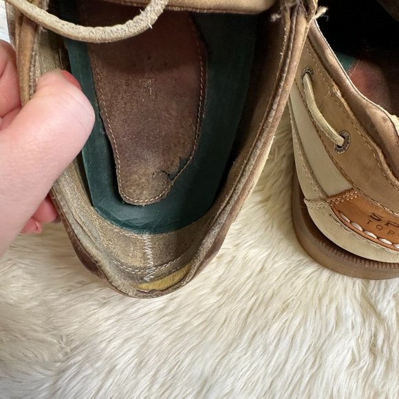 Sperry White/Tan Leather Boat Shoes Men's 12M - Picture 6 of 8